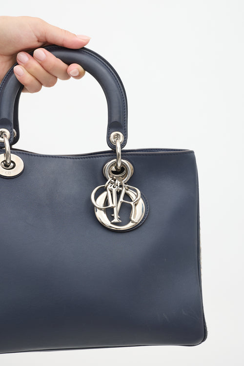 Dior 2015 Navy Leather Medium Diorissimo Tote