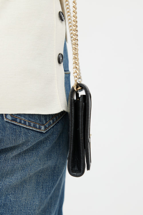 Dior 2017 Black Diorama Wallet On Chain Bag