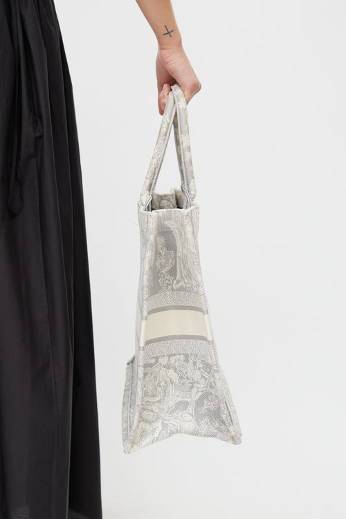 Dior 2021 Grey Canvas Large Toile De Jouy Book Tote