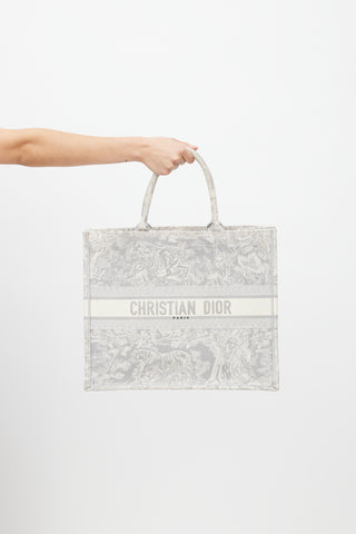 Dior 2021 Grey Canvas Large Toile De Jouy Book Tote