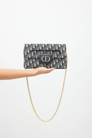 Dior 2021 Navy 
Cream Medium Double Oblique Clutch