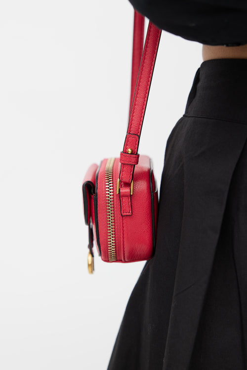 Dior 2021 Red Mini Saddle Crossbody Pouch