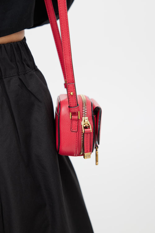 Dior 2021 Red Mini Saddle Crossbody Pouch