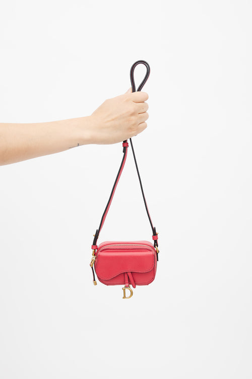 Dior 2021 Red Mini Saddle Crossbody Pouch