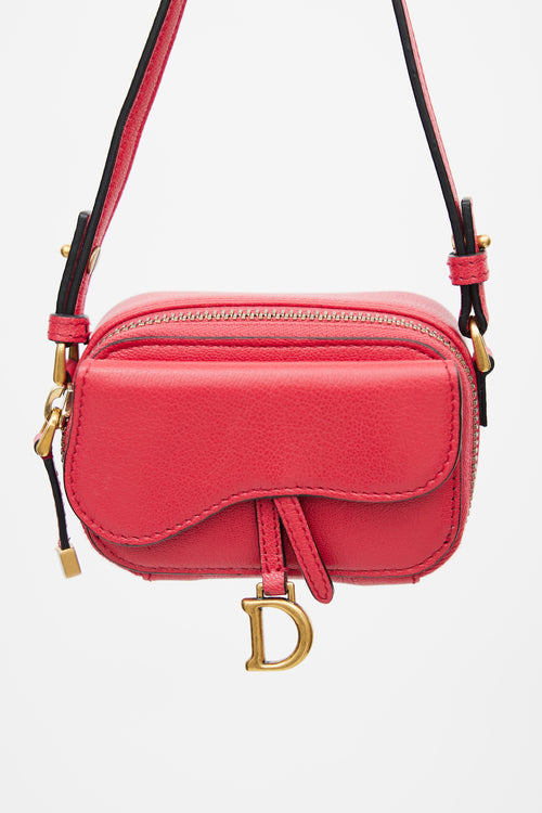 Dior 2021 Red Mini Saddle Crossbody Pouch