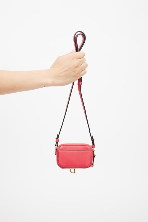 Dior 2021 Red Mini Saddle Crossbody Pouch