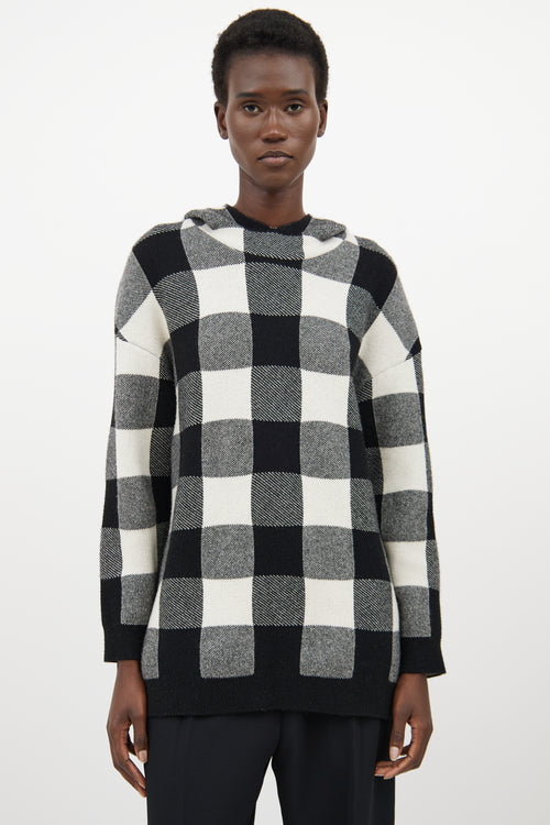 Dior White 
Black Cashmere Plaid Logo Hoodie