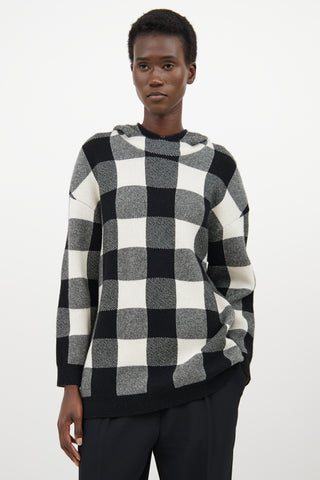 Dior White 
Black Cashmere Plaid Logo Hoodie