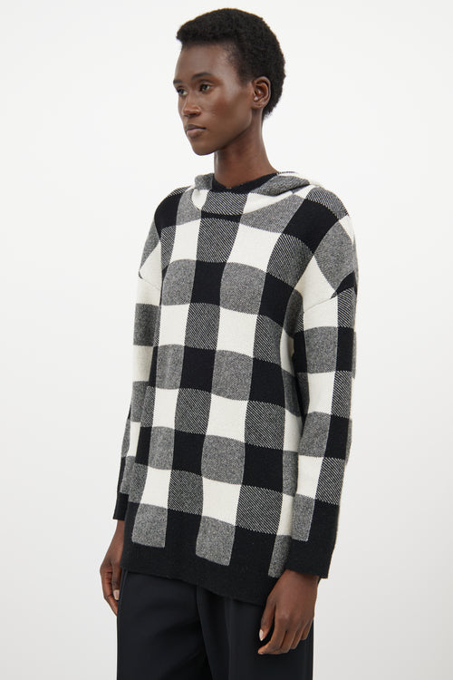 Dior White 
Black Cashmere Plaid Logo Hoodie