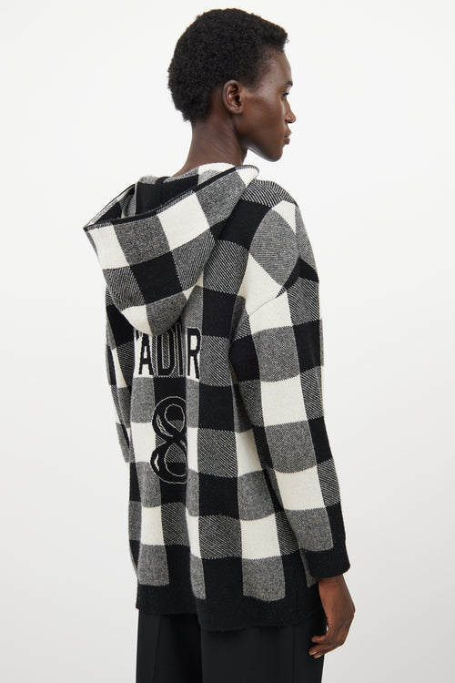 Dior White 
Black Cashmere Plaid Logo Hoodie