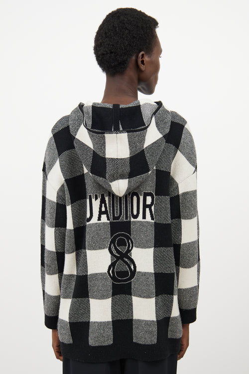 Dior White 
Black Cashmere Plaid Logo Hoodie