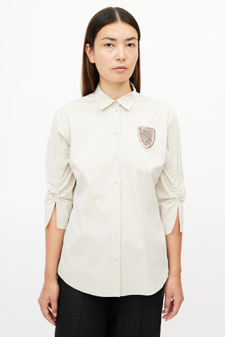 Dior Beige Gathered Embellished Shirt