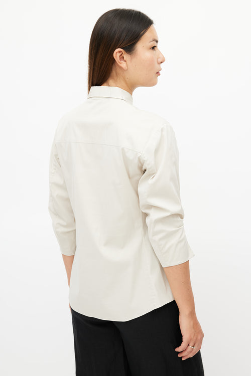 Dior Beige Gathered Embellished Shirt