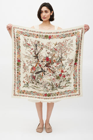 Dior Beige 
Multicolour Floral Silk Scarf