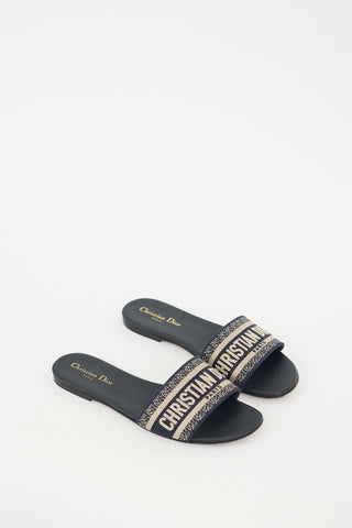 Dior Beige 
Navy Dway Logo Slide