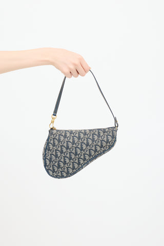 Dior Beige 
Navy Monogram Saddle Bag