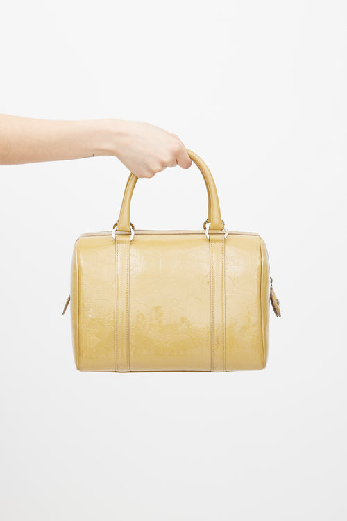 Dior Beige Oblique Patent Boston Bag