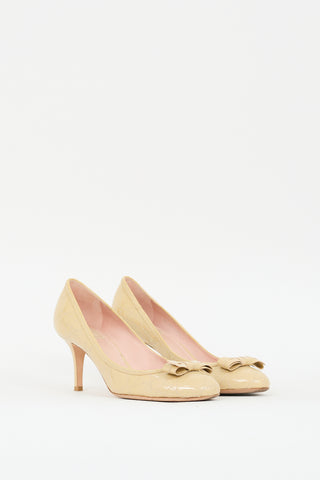 Dior Beige Patent Leather Quilted Cannage Pump