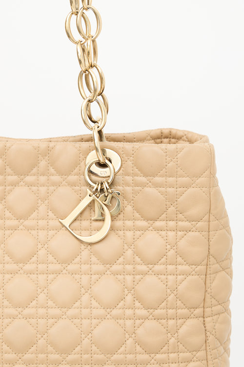 Dior Beige Quilted Lady Dior Large Tote Bag