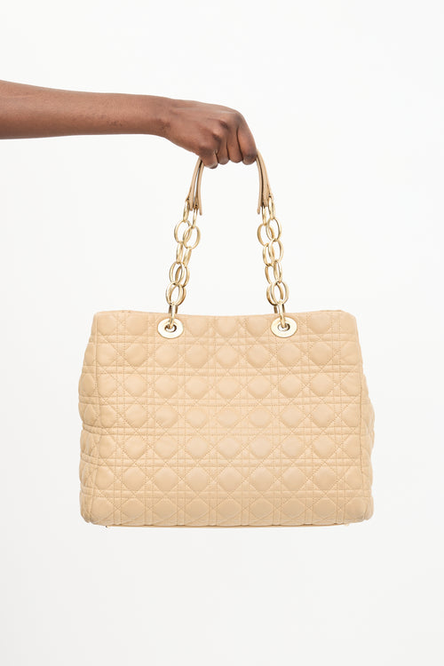 Dior Beige Quilted Lady Dior Large Tote Bag