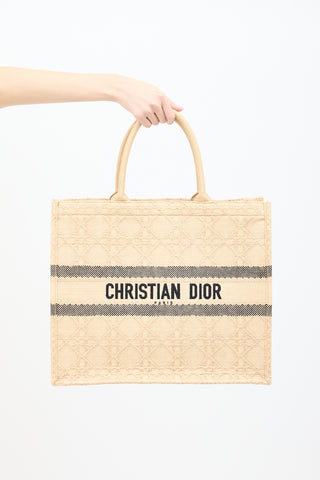 Dior Beige Raffia Cannage Large Book Tote