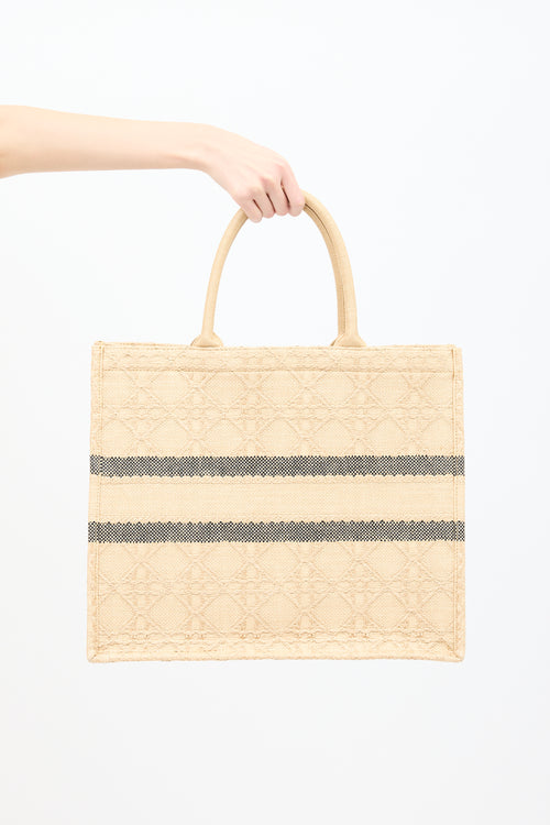 Dior Beige Raffia Cannage Large Book Tote