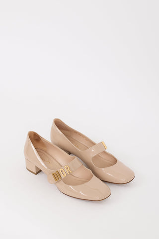 Dior Beige Patent Leather Baby D Ballet Pump