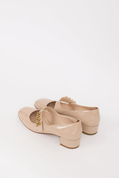 Dior Beige Patent Leather Baby D Ballet Pump