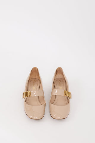 Dior Beige Patent Leather Baby D Ballet Pump