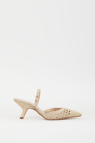 Dior Gold Cannage Mesh Capture Slingback Mule