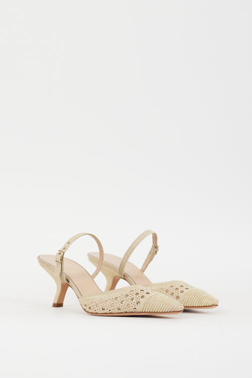 Dior Gold Cannage Mesh Capture Slingback Mule