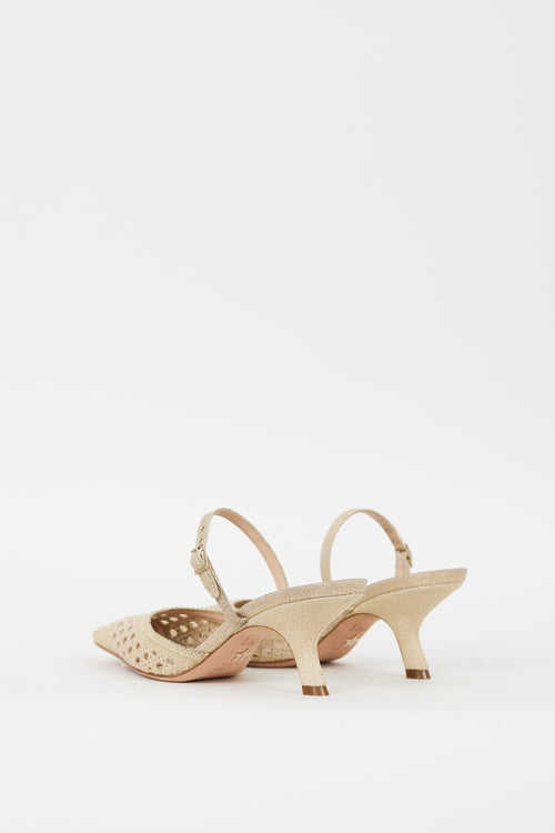 Dior Gold Cannage Mesh Capture Slingback Mule