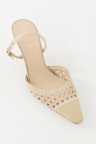 Dior Gold Cannage Mesh Capture Slingback Mule