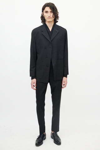 Dior Black Three Pocket Logo Lapel Blazer