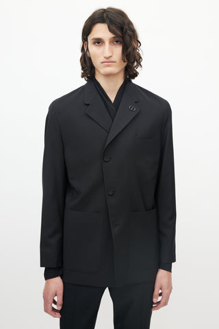 Dior Black Three Pocket Logo Lapel Blazer