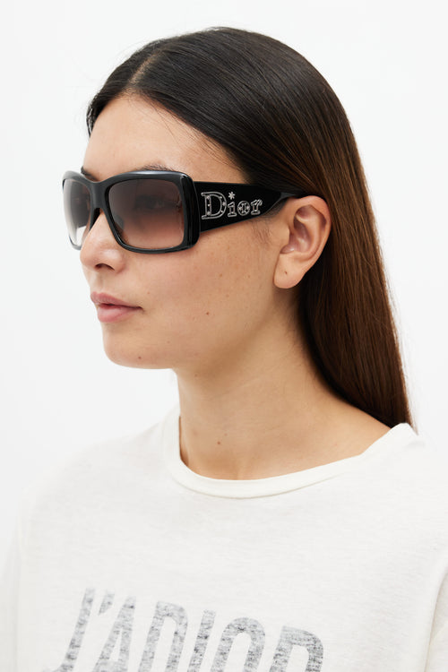 Dior Black Aventura 1N 807LF Oversized Sunglasses