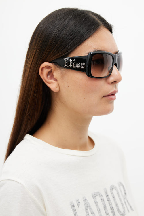 Dior Black Aventura 1N 807LF Oversized Sunglasses