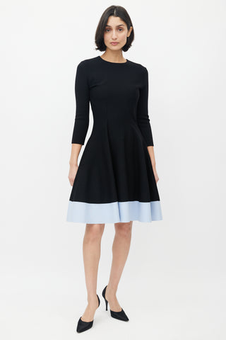 Dior Black 
Blue Flared Dress