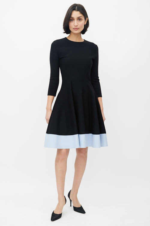 Dior Black 
Blue Flared Dress