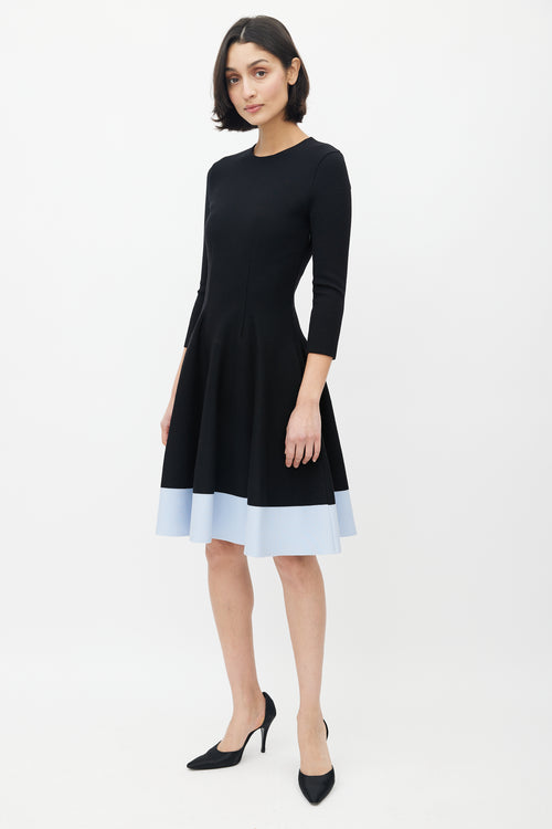 Dior Black 
Blue Flared Dress