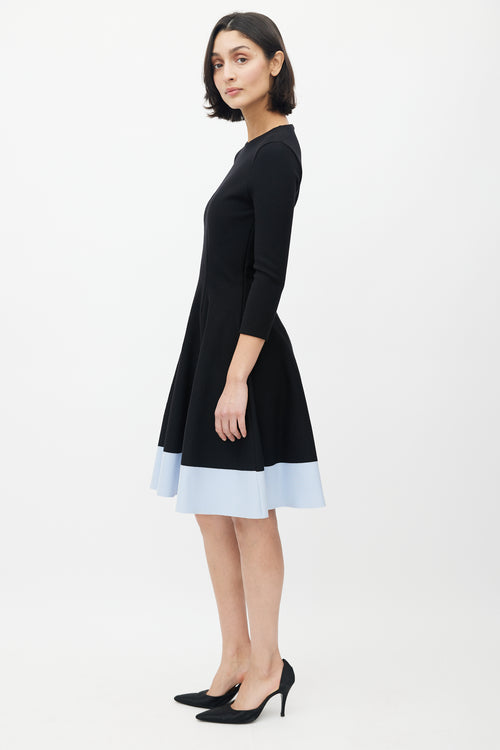 Dior Black 
Blue Flared Dress