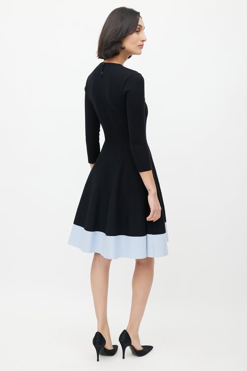 Dior Black 
Blue Flared Dress