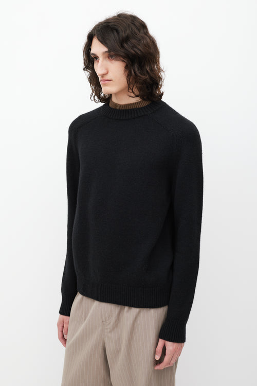 Dior Black 
Brown Cashmere Layered Neck Sweater