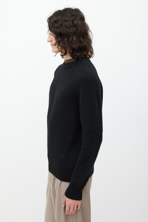 Dior Black 
Brown Cashmere Layered Neck Sweater