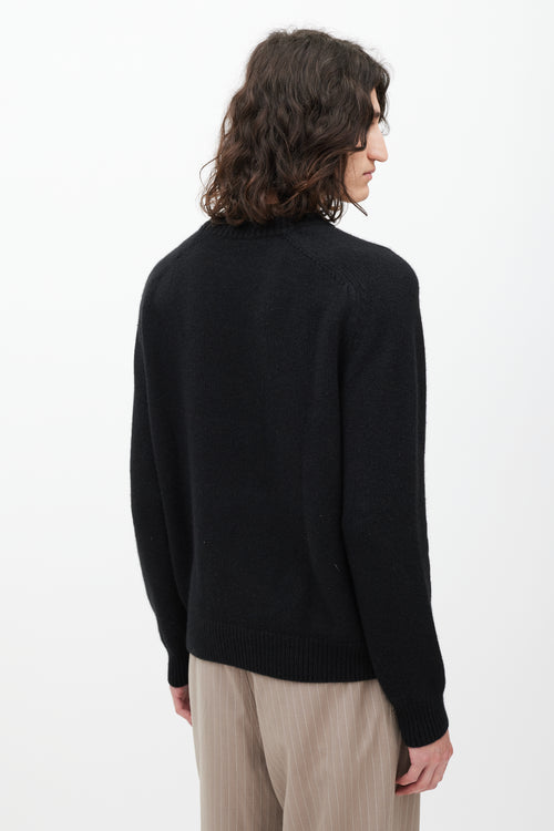 Dior Black 
Brown Cashmere Layered Neck Sweater