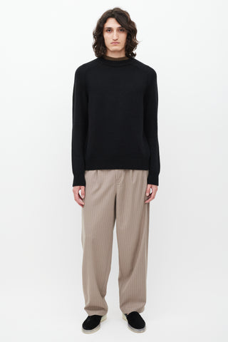 Dior Black 
Brown Cashmere Layered Neck Sweater