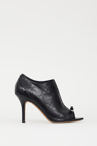 Dior Black Cannage Leather Peep Toe Bootie