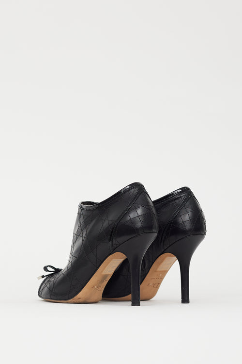 Dior Black Cannage Leather Peep Toe Bootie