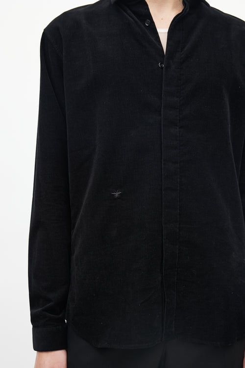 Dior Black Micro Corduroy Button Up Shirt