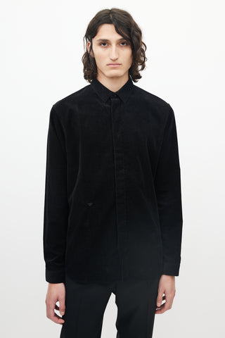 Dior Black Micro Corduroy Button Up Shirt